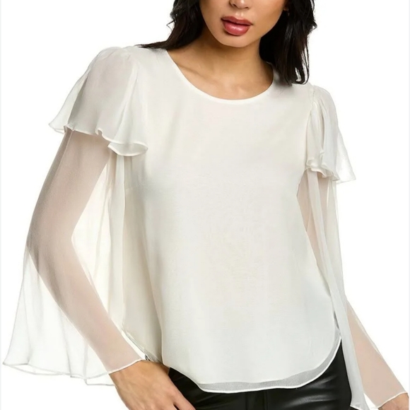 Rebecca Taylor 100%Silk Chiffon Ruffle Detail Blouse - Picture 1 of 4